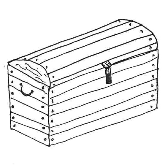 Zeichnung einer großes Holzkiste